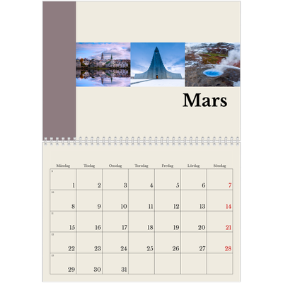 Fotokalender A3 Klassisk (30 x 40 cm) — Världens sevärdheter [Mars]