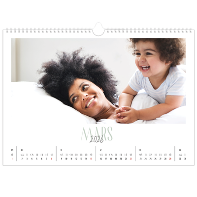 Fotokalender A3 Enkel — Flera typsnitt [Mars]