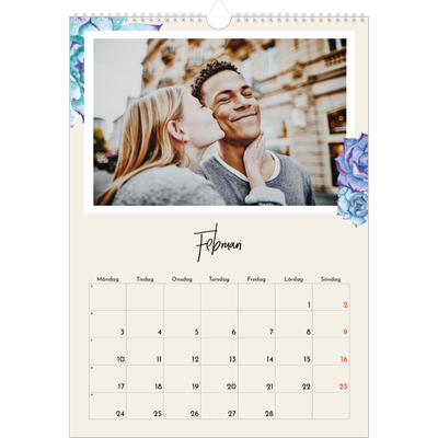 A3 Årskalender — Målade blommor [Februari]