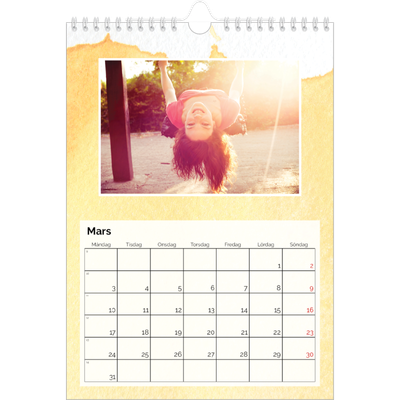 Fotokalender A4 Enkel (20 x 30 cm) — Akvareller i bakgrunden [Mars]
