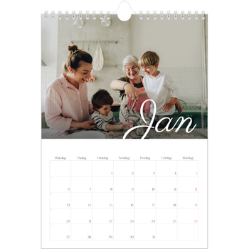 Fotokalender A4 Enkel — Handskrivna månader