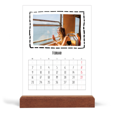 Skrivbordskalender med träställ - Stående — Albumögonblick [Februari]