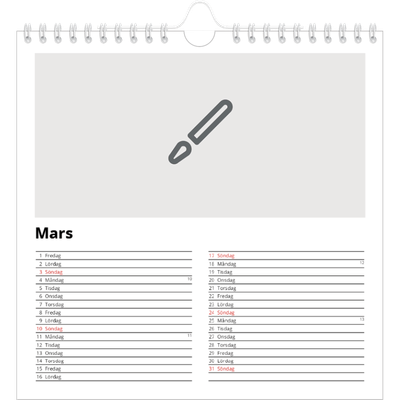 Årskalender kvadratisk — Designa din egna fotoprodukt [Mars]