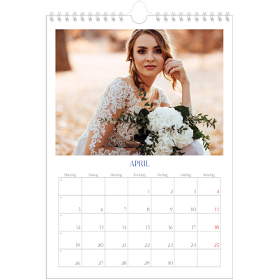 Fotokalender A4 Enkel (20 x 30 cm) — Koboltklassiker [April]