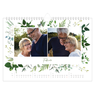 Fotokalender A4 Enkel — Klassiska blommor [Februari]