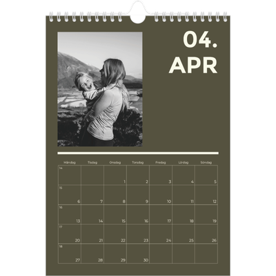 Fotokalender A4 Enkel (20 x 30 cm) — Modern och djärv [April]