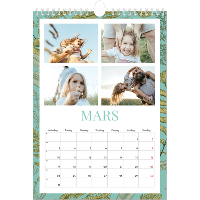 Fotokalender A4 Enkel (20 x 30 cm) — Blommande bakgrunder [Mars]