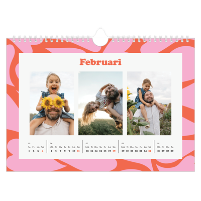 Fotokalender A4 Enkel — Färgglada mönster [Februari]