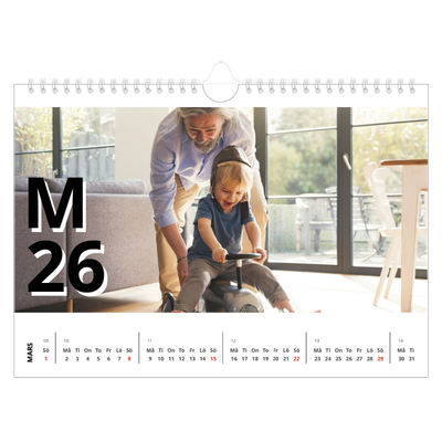Fotokalender A4 Enkel — Bokstäver och tal [Mars]