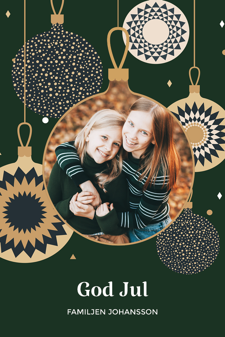 Fotokort — Foto i julkulor