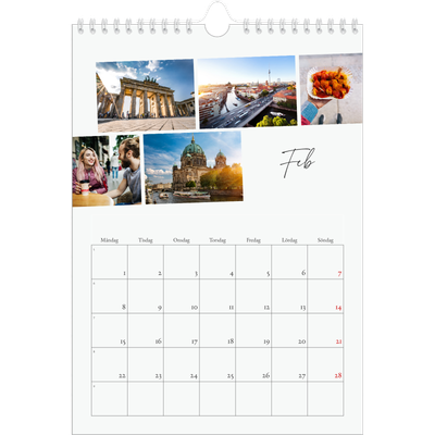 Fotokalender A4 Enkel (20 x 30 cm) — Stadssemester (vit) [Februari]