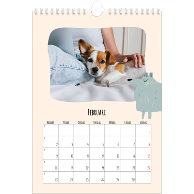 Fotokalender A4 Enkel (20 x 30 cm) — Hundtassar och klotter [Februari]