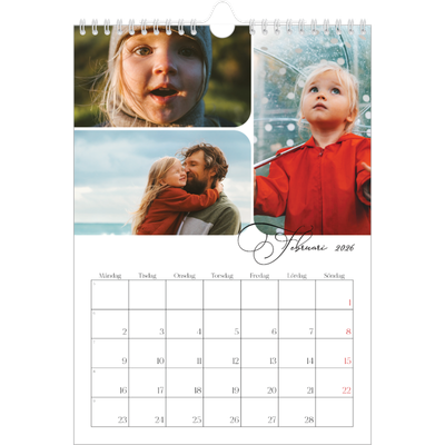 Fotokalender A4 Enkel (20 x 30 cm) — Ögonblicksbilder och skrift [Februari]