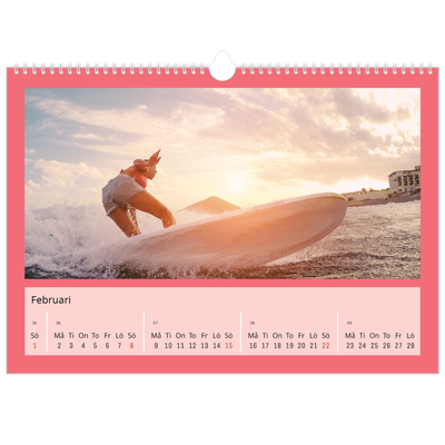 Fotokalender A3 Enkel — Snygga färger [Februari]
