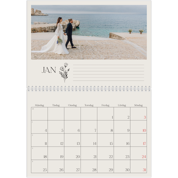 Fotokalender A3 Klassisk — Initialer i blom