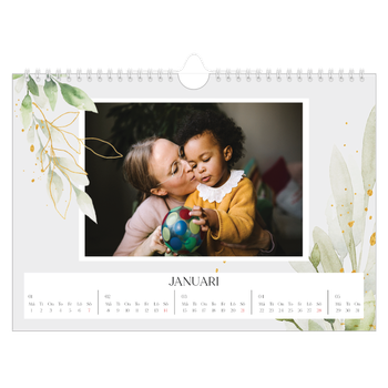 Fotokalender A4 Enkel — Blomster akvarell