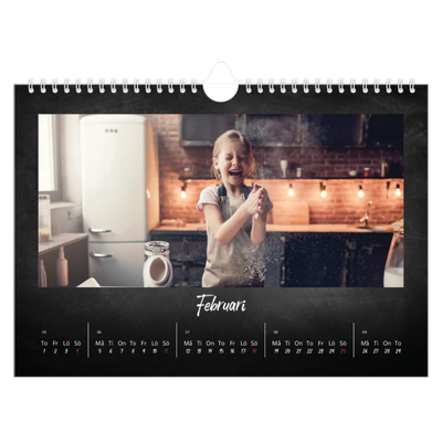 Fotokalender A4 Enkel — Svart tavla [Februari]