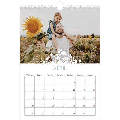 Fotokalender A4 Enkel (20 x 30 cm) — Blommotiv [April]