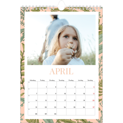 Fotokalender A4 Enkel (20 x 30 cm) — Blommande bakgrunder [April]