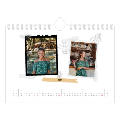 Fotokalender A5 Enkel — Scrapbook stil [Maj]