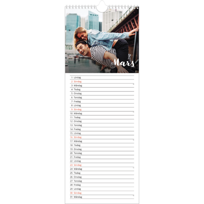 Fotokalender Smal  — Handskrift på bilden [Mars]