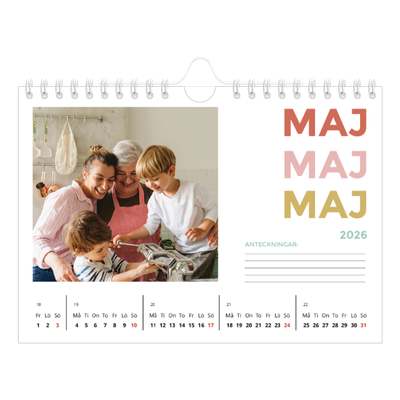 Fotokalender A5 Enkel — Färgglada typsnitt [omslag]