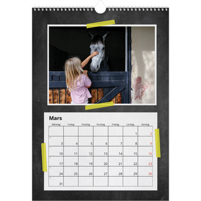 A3 Årskalender — Naturmaterial och tejp [Mars]