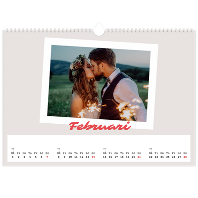 Fotokalender A3 Enkel — Signerad i karmosin [Februari]