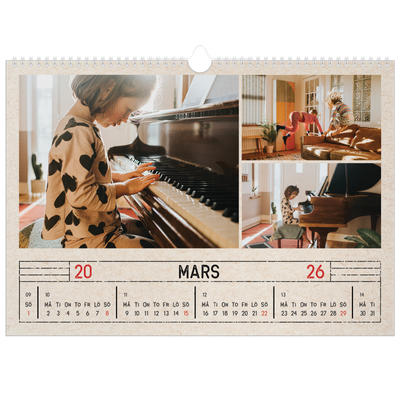 Fotokalender A3 Enkel — Kraftpapper med stämpeleffekt [Mars]