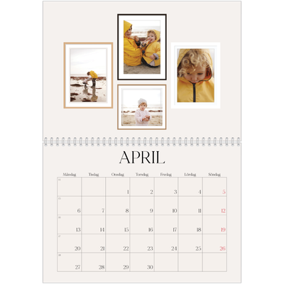Fotokalender A3 Klassisk (30 x 40 cm) — Bildvägg [April]