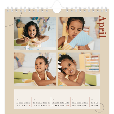 Årskalender kvadratisk — Asymmetrisk text [April]