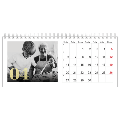 Skrivbordskalendrar — Stora nummer i glitter [April]