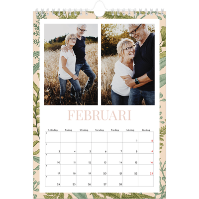 Fotokalender A4 Enkel (20 x 30 cm) — Blommande bakgrunder [Februari]