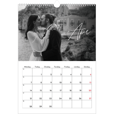 A3 Årskalender — Elegant skrift [April]