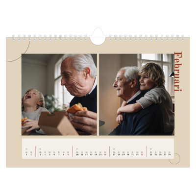 Fotokalender A4 Enkel — Asymmetrisk text [Februari]