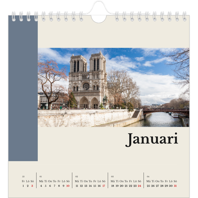 Årskalender kvadratisk — Världens sevärdheter [Januari]