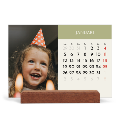Skrivbordskalender med träställ - Liggande  — Pastellkapitel [Januari]