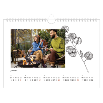 Fotokalender A4 Enkel — Blommateckningar
