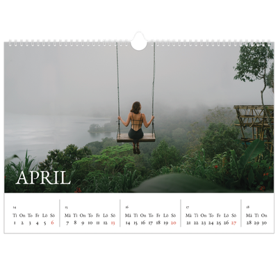 Fotokalender A3 Enkel — Enkel serif-teckensnitt [April]
