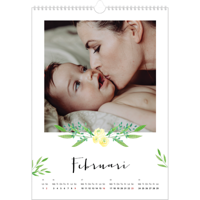 A3 Årskalender — Illustrationer av blommor [Februari]