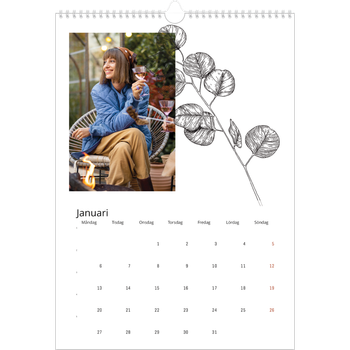 Fotokalender A3 Enkel — Blommateckningar