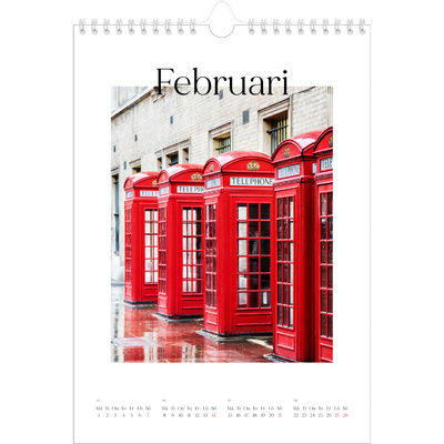 Fotokalender A4 Enkel (20 x 30 cm) — Min reseskildring [Februari]