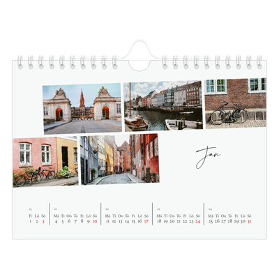 Fotokalender A5 Enkel — Stadssemester (vit) [Januari]