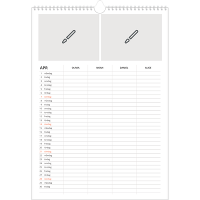 A3 Familjeplanerare — Designa själv - Familj på 4 [April]