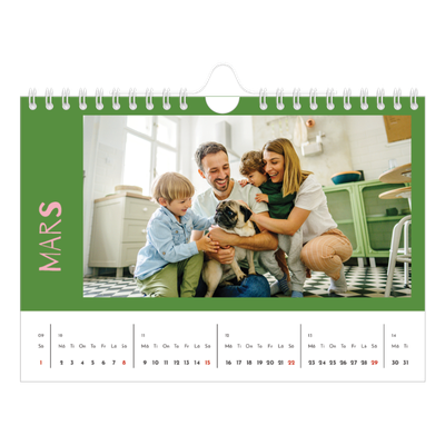 Fotokalender A5 Enkel — Färgglad kalender [Mars]