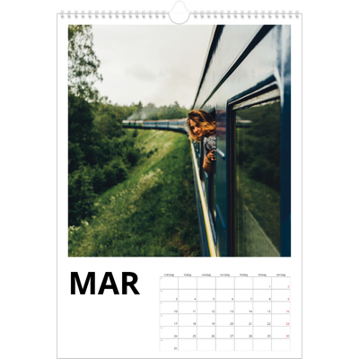 A3 Årskalender — Vit kalender [Mars]
