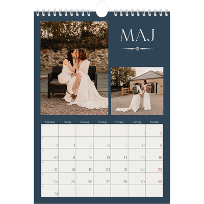 Fotokalender A4 Enkel (20 x 30 cm) — Skiffer & seriffer [Maj]