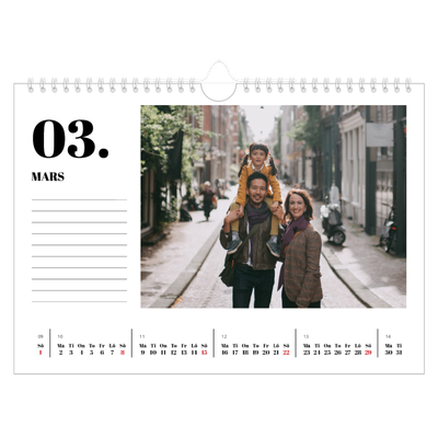 Fotokalender A4 Enkel — Serif och ögonblick [Mars]