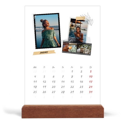 Skrivbordskalender med träställ - Stående — Scrapbook stil [Januari]