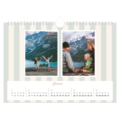Fotokalender A4 Enkel — Skrift och ränder [Januari]